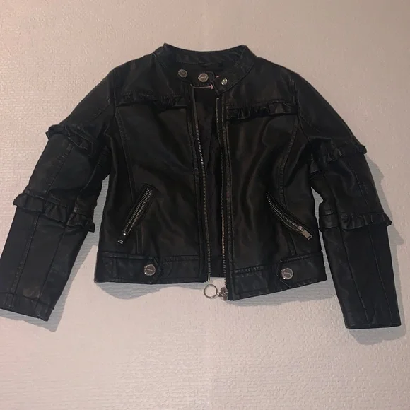 Like New Girls Synthetic Leather Jacket Size 5/6